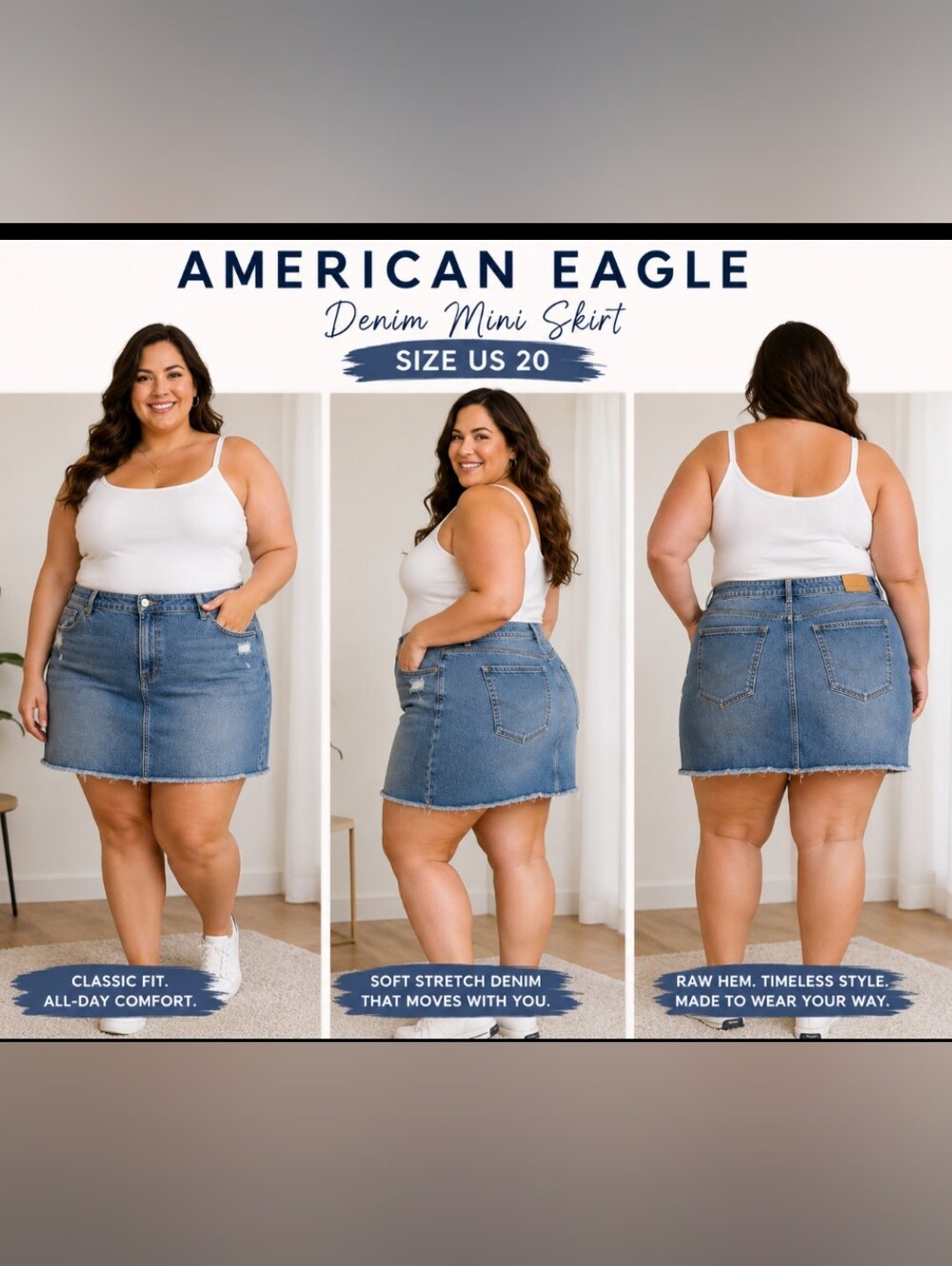 🦅 American Eagle Stretch Distressed Denim Mini Skirt | Women's Size US 20